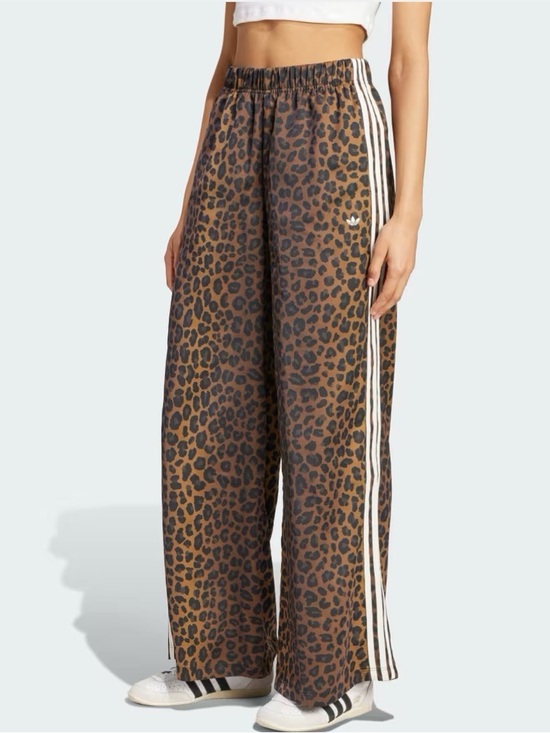 adidas Pants - adidas Wide-Leg Leopard Print Silk Track Pants